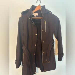 Michael Kors Black Belted Fleece Lined Trench Coat
